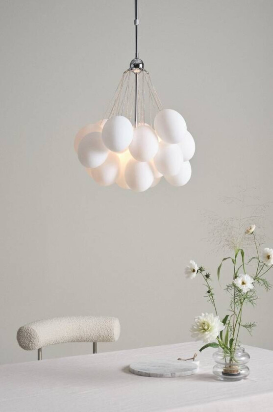 21 taklampe Krom/opalglas