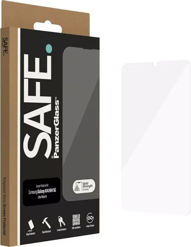 Samsung Galaxy A14 (5G) Ultra-Wide Fit Beskyttelsesglass - Case Friendly - Gold Strength - Gjennomsiktig