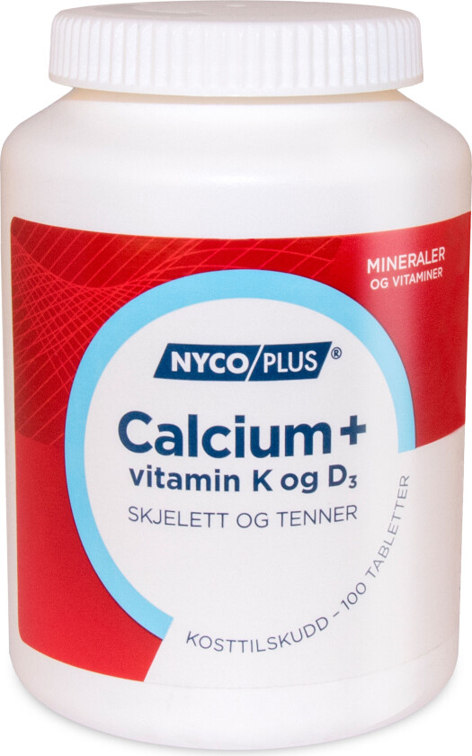 Calcium + vitamin K og D3, 100 tabletter