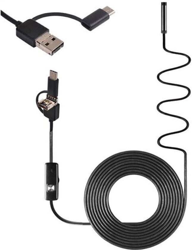 Inspeksjonskamera med USB/USB-C Sort