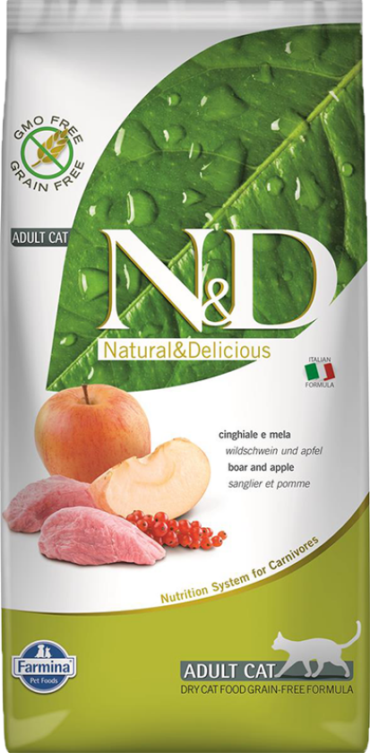 N&D Prime Wild Boar & Apple Adult Tørrfôr til katt 5 kg