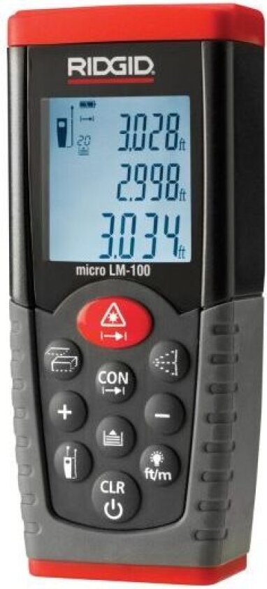 Ridgid LM-100 Avstandsmåler opptil 50 m, 2 stk. AA-batterier