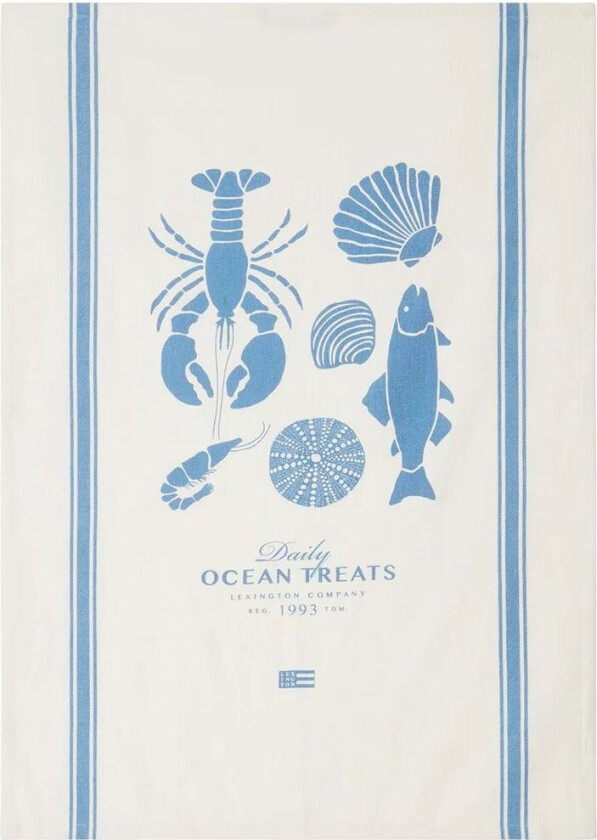 Ocean treats printed bomull kjøkkenhåndkle 50x70 cm White