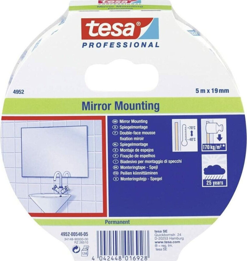 Selvklebende tape TESA Dobbeltsidig 19 mm x 5 m