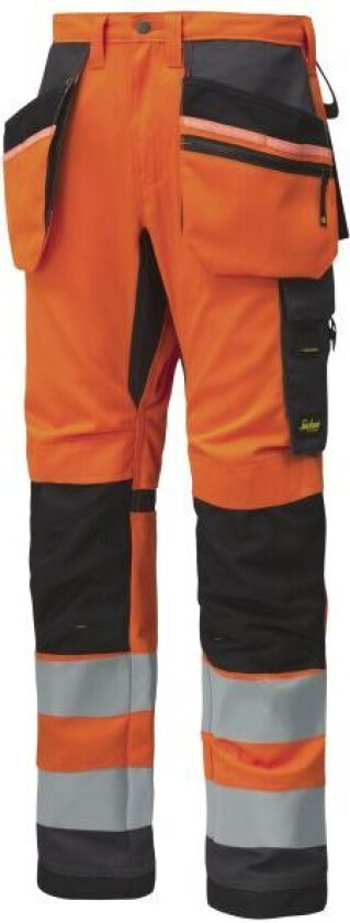Snickers arbeidsbukse 6230 oransje highvis klasse 2 størrelse 62