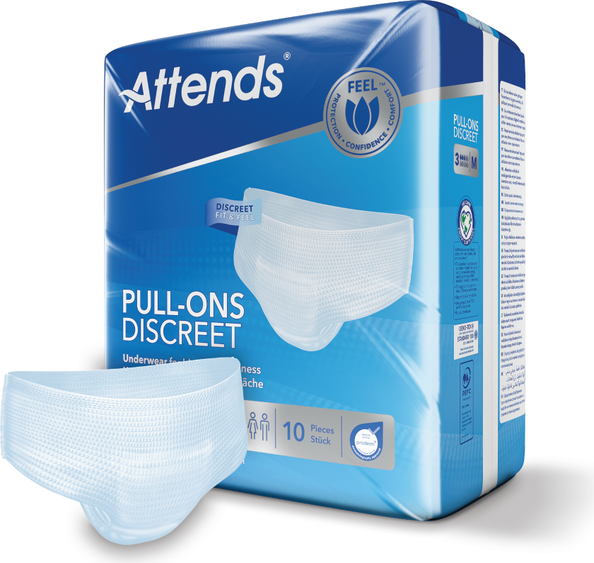 Pull-Ons Discreet Underwear 3M Buksebleie, Medium, Hvit, 10 stk.