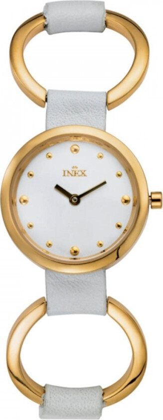 Inex Ladies Gold/White A114-1D4P - Kvarts - Gull - Dameklokker - Skinn - Mineral