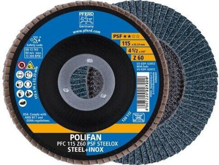 PFERD 67766115, 11,5 cm, 13300 RPM, 60 g, 10 stykker