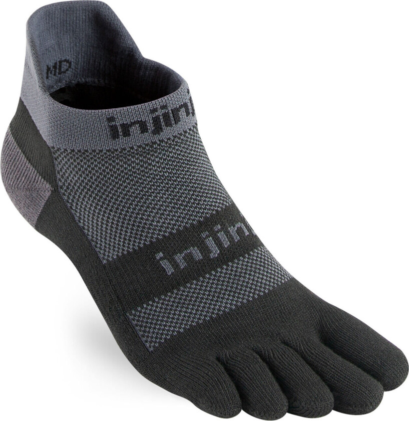 Men's Run Midweight No Show Coolmax Black Gray S, Black Gray