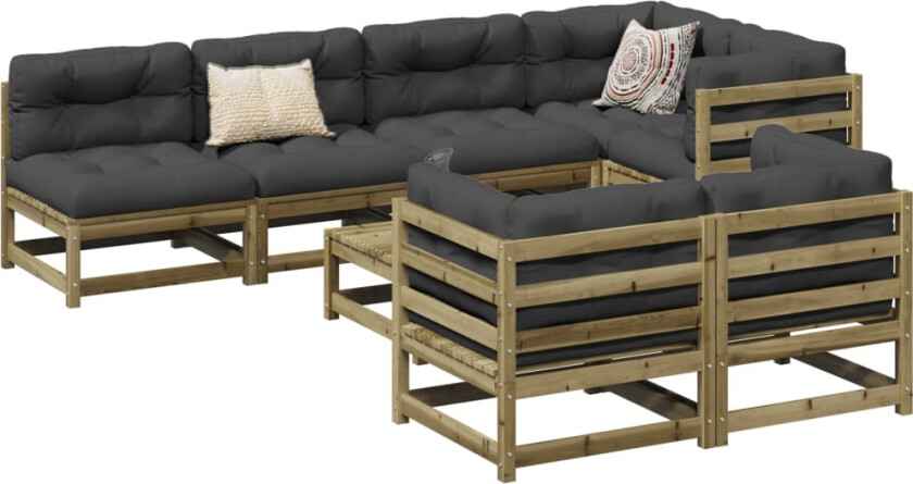 Hagesofasett 8 deler impregnert furu