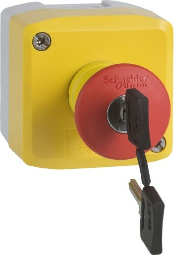 Schneider Harmony nødstopp Ø40 i eske med nøkkel