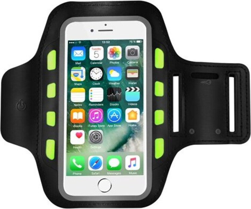 sports armband with LED light for smartphone. Black