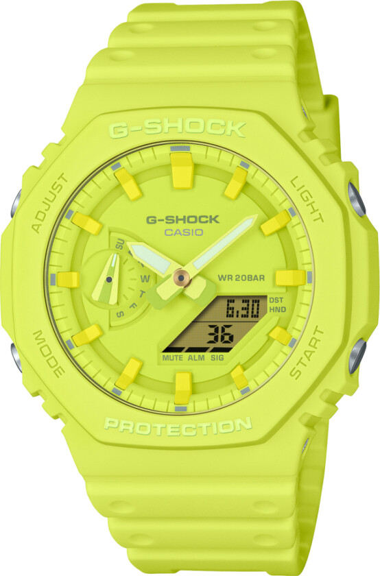 G-Shock GA-2100-9A9ER - Anadigi - Grønn Gul - Herreklokker - Resin - Mineral