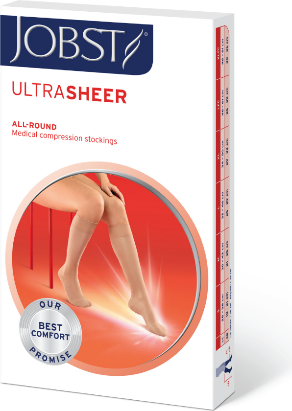 Ultra Sheer knestrømpe klasse1, X-Large, sort, 1 par