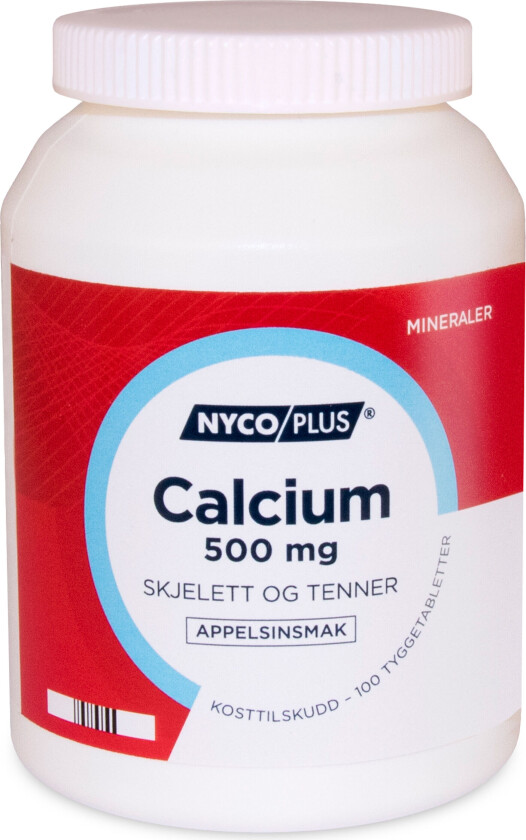 Calcium 500 mg, Appelsin, 100 tyggetabletter