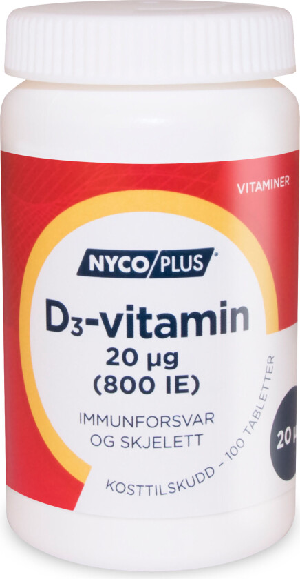 Bilde av D3-Vitamin 20 µg, 100 tabletter