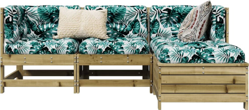 Hagesofasett 4 deler impregnert furu