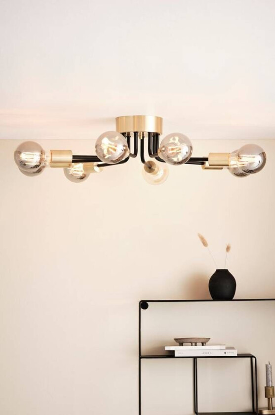 RAVEN taklampe Svart/børstet messing