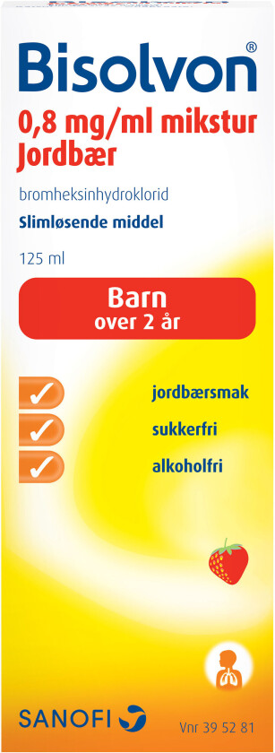 Mikstur 0,8mg/ml jordbær, 125 ml.