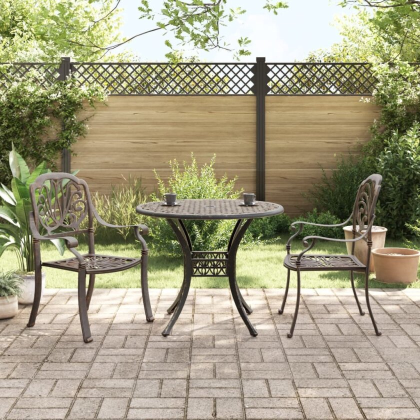 Bistrosett 3 deler bronse støpt aluminium