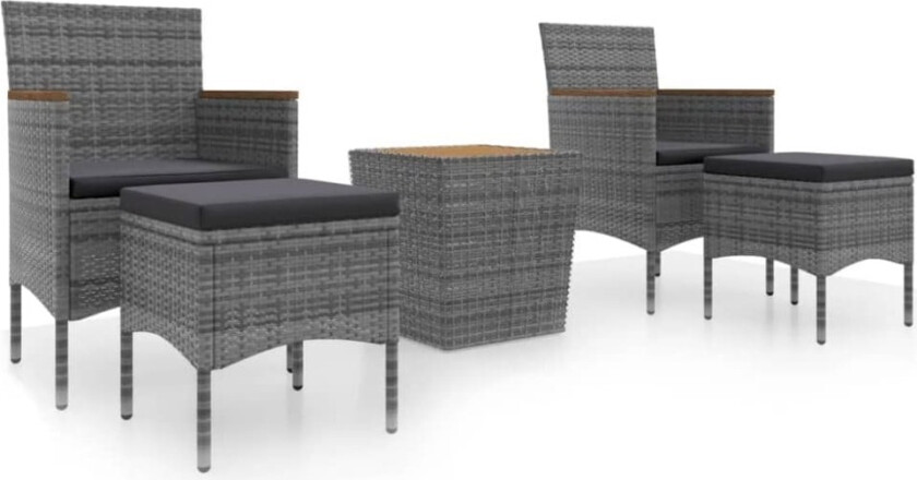 Hagebistrosett 5 deler polyrotting og heltre akasie grå