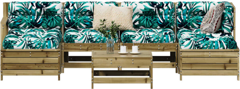 Hagesofasett 7 deler impregnert furu