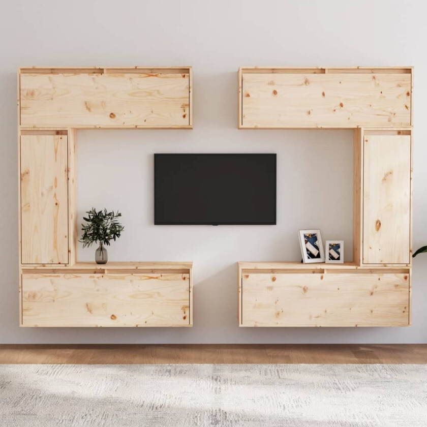 TV-benker 6 stk heltre furu