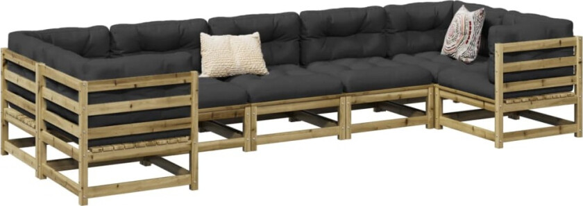 Hagesofasett 7 deler impregnert furu