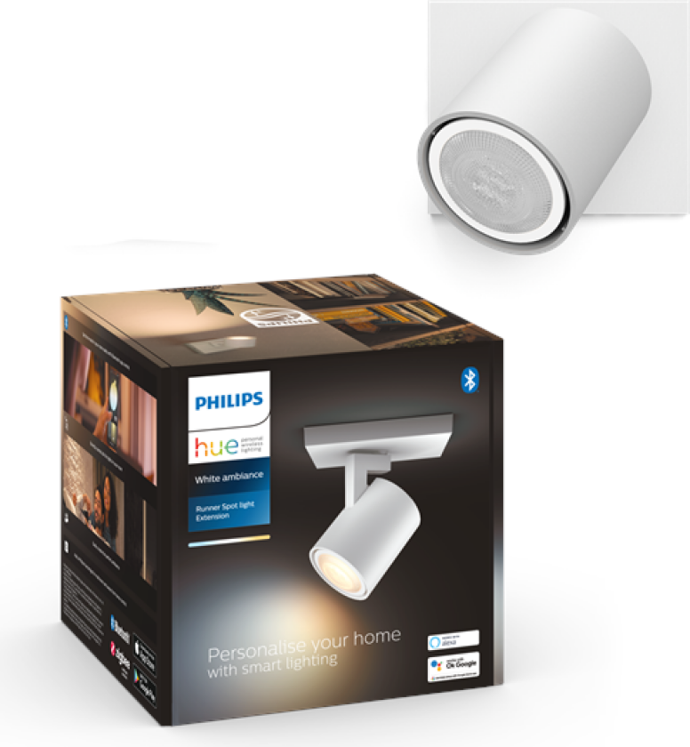 Hue Runner Single Spotlight - Hvit - Uten Dimmebryter
