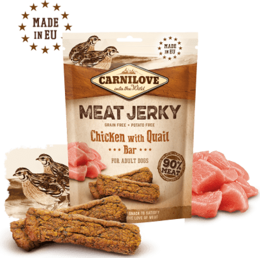 Dog Meat Jerky Chicken with Wild Boar Bar Godbiter til hund 100 g