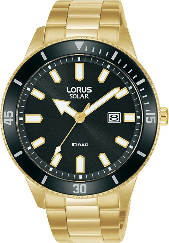 Mens Solar RX308AX9 - Kvarts - Gull - Herreklokker - Rustfritt stål - ledd m/pin - Mineral
