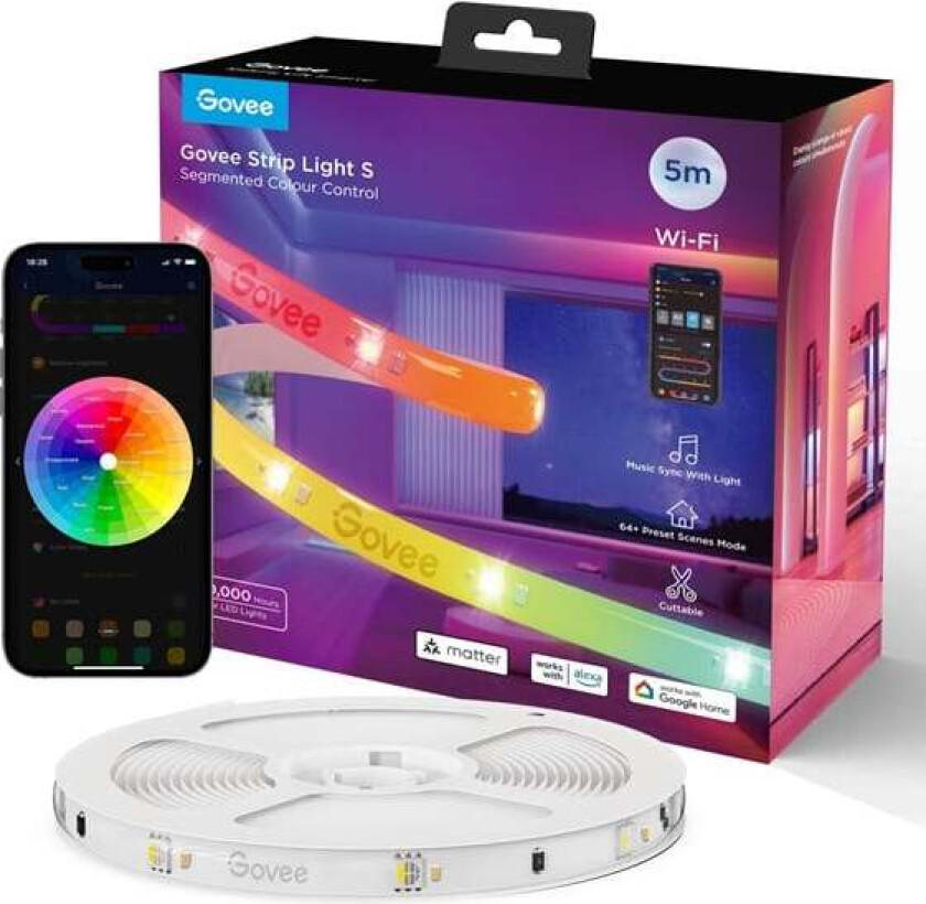 RGBIC Wi-Fi + Bluetooth LED Strip Lights Wit