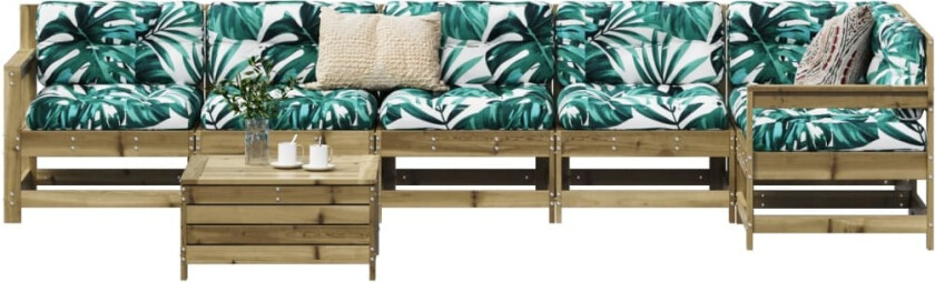 Hagesofasett 7 deler impregnert furu