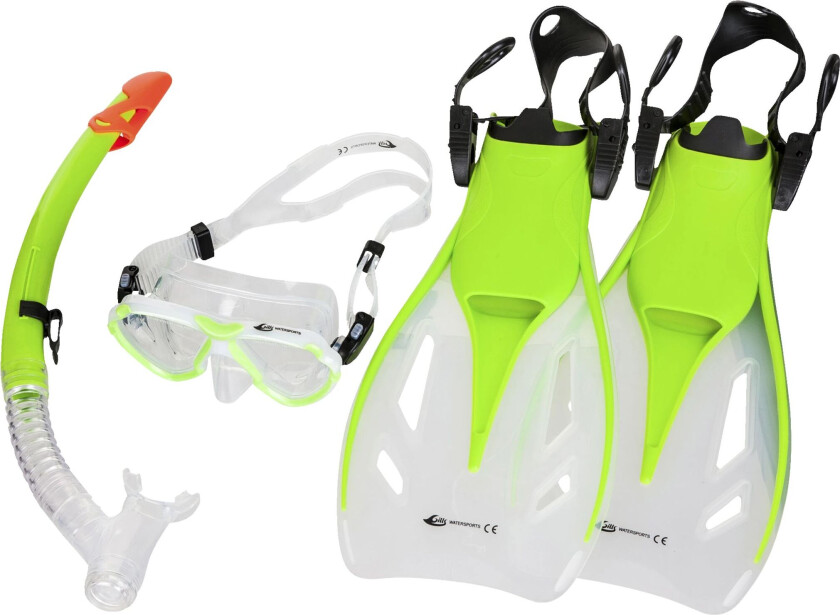 Snorkel, dykkermaske og svømmeføtter til barn Lime Green