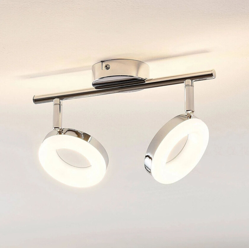 Tioklia LED-taklampe, krom, 2 lyskilder