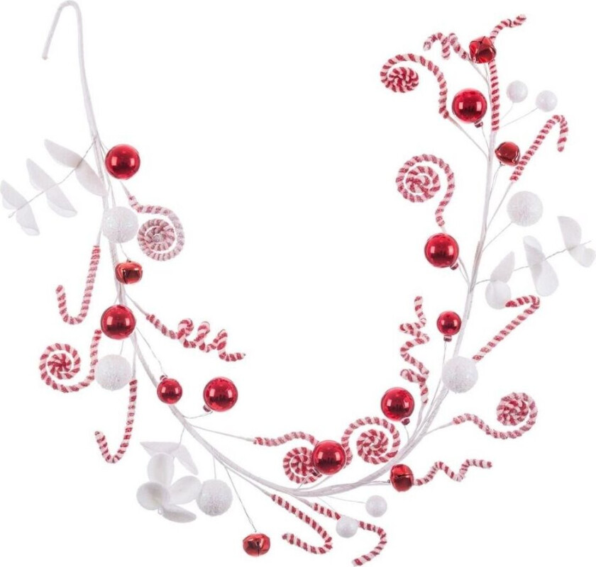 Julekrans Hvit Rød Plastskum 125 cm