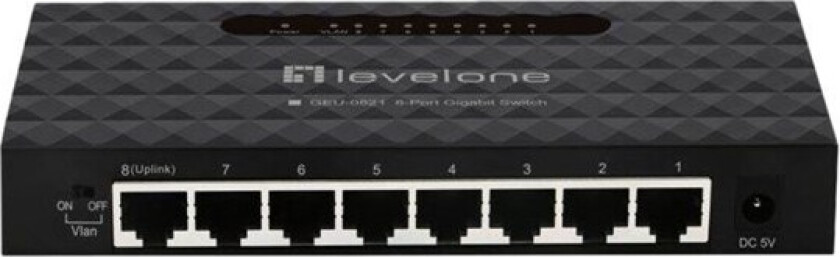 GEU-0821 - Switch - 8 x 10/100/1000 - stasjonær, veggmonterbar