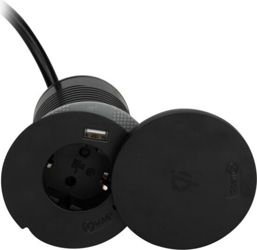trådløs Qi lader med 1 Stikk 1 USB-A 1 USB-C Sort - 1510600
