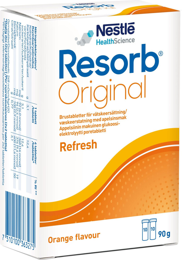 Original Refresh Brusetabletter, Appelsinsmak, 2 x 10 stk.