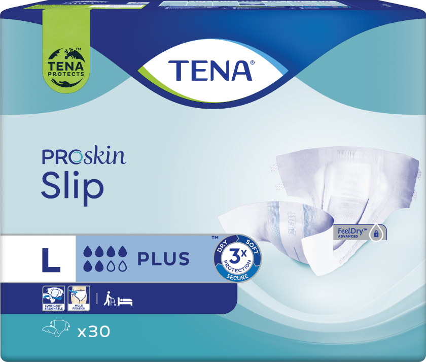 Tena Slip Plus, Large, Alt-i-ett bleie, 30 stk.