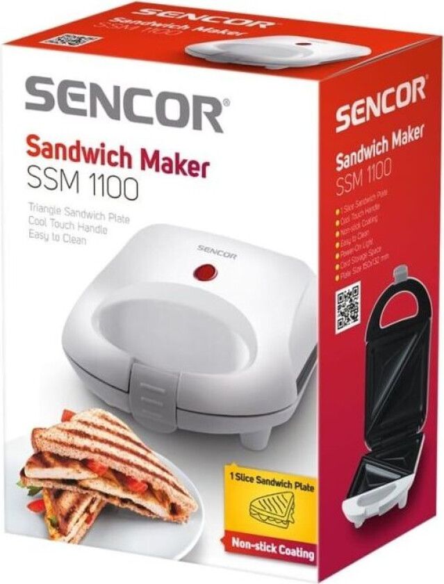 Sencor SSM 1100 - Sandwich brødrister - 460 W - hvit