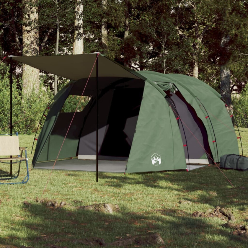 Campingtelt 4 personer grønn 420x260x153 cm 185T taft