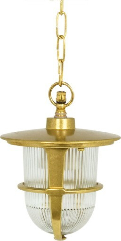 649 Pendel med riflet glass + gitter støpt messing IP44