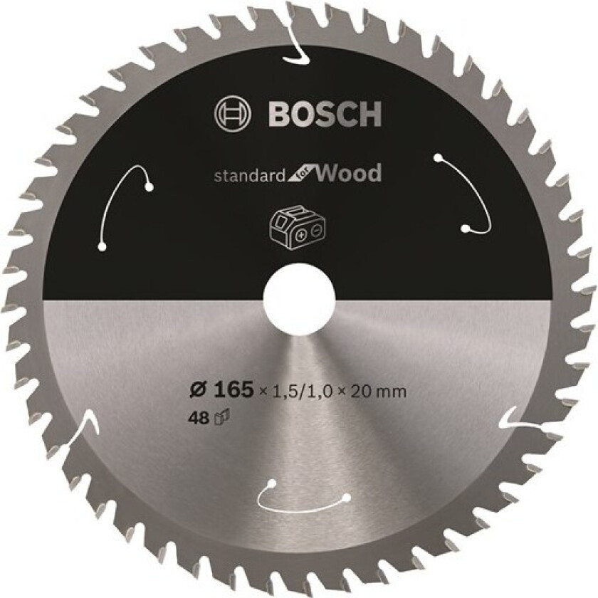 Standard for Wood-sirkelsagblad for batteridrevne sager 165x1,5/1x20 T48