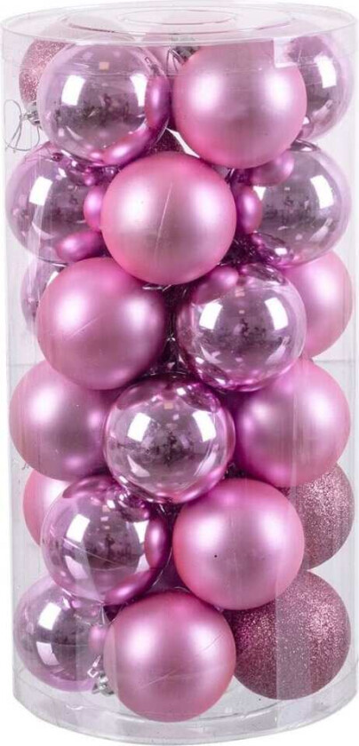 Juletrekuler Rosa plast 6 x 6 x 6 cm (30 antall)