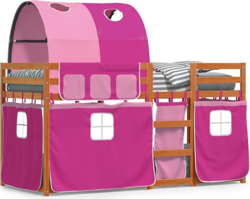 Køyeseng med gardiner rose 90x200 cm heltre furu