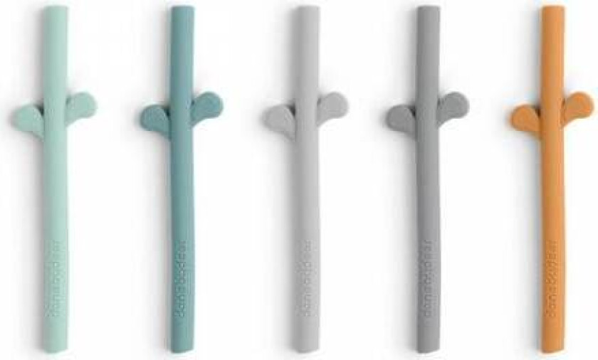 Peekaboo Sugerør av Silikon 5-pak Blue Mix