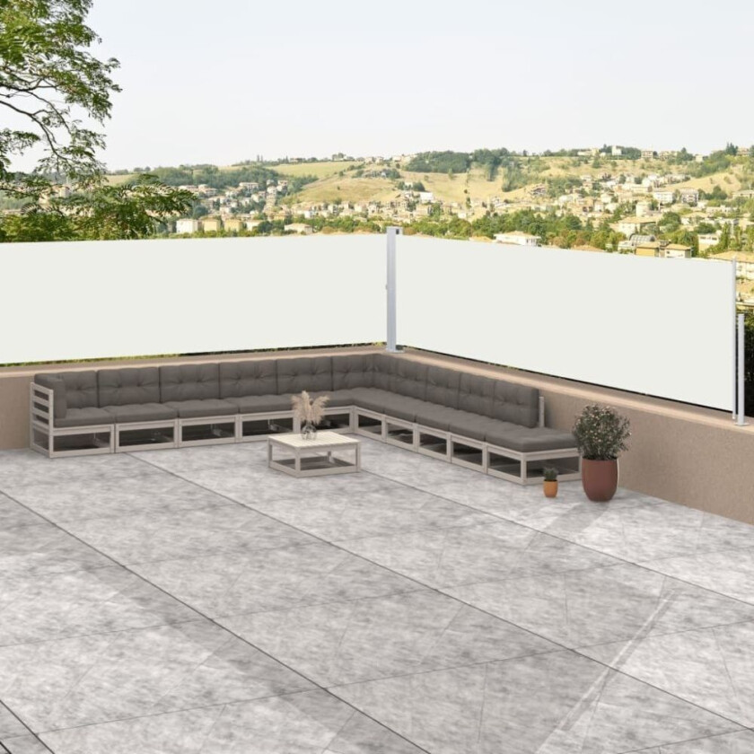 Uttrekkbar sidemarkise kremhvit 117x1000 cm