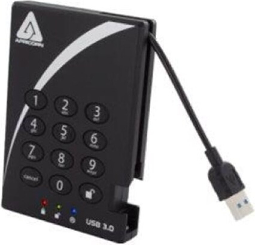 Apricorn Aegis Padlock 3.0 - Ekstern Harddisk - 2TB - Svart