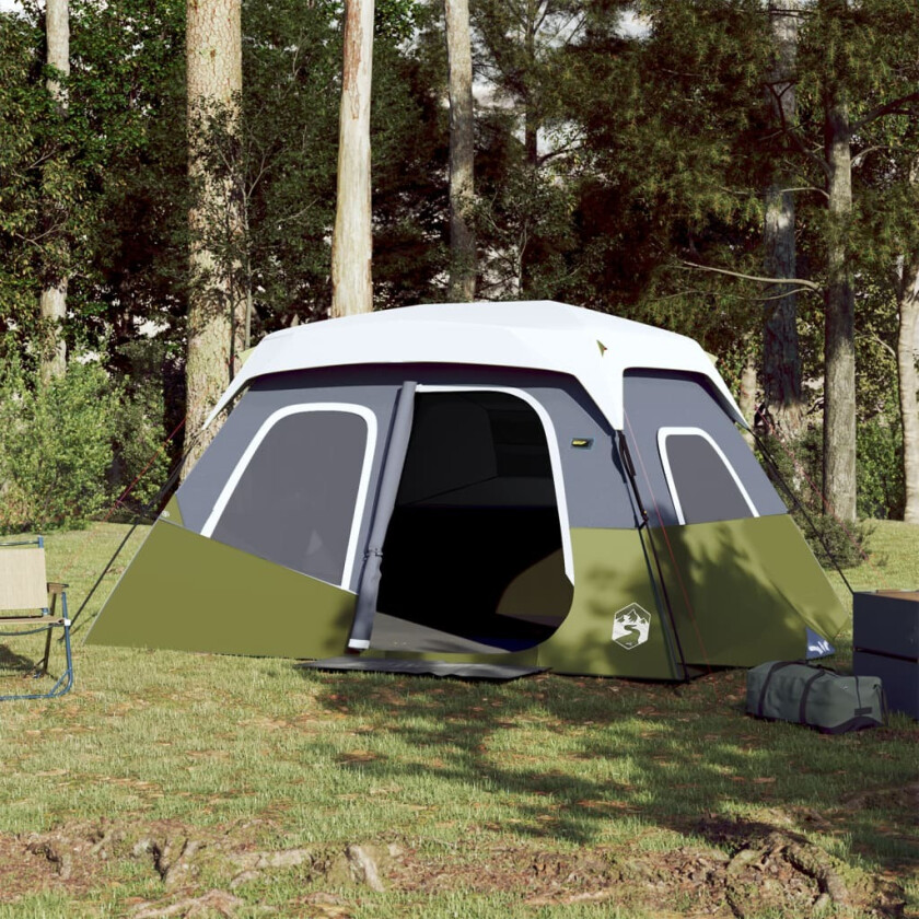Campingtelt med LED-lys grønn 344x282x212 cm